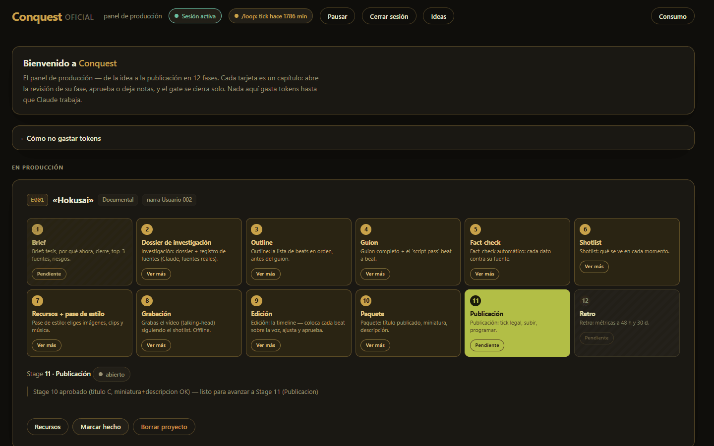Production dashboard