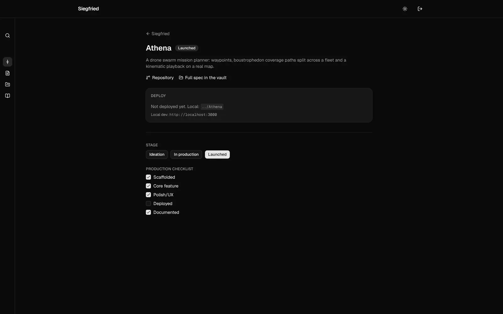 Project detail, dark